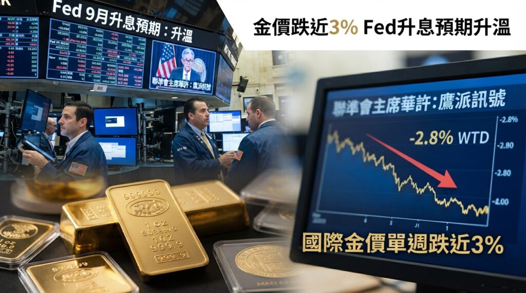 國際金價單週跌近3%　華許釋放升息訊號，Fed 9月升息機率升至近6成